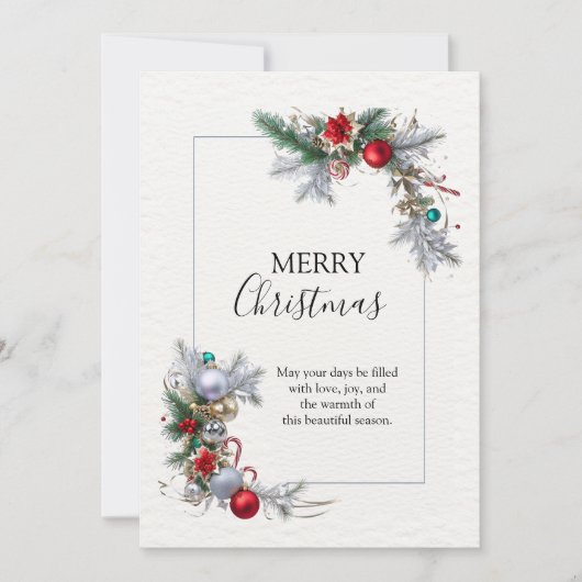 Elegant Christmas Frame Feiertagskarte (Vorderseite)