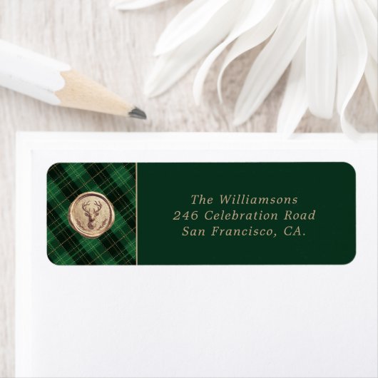 Elegant Christmas Green Plaid Return Address (Insitu)