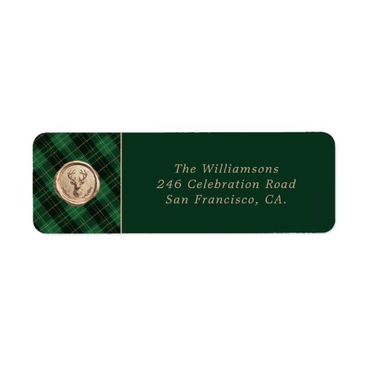 Elegant Christmas Green Plaid Return Address (Vorne)