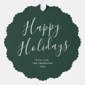 Elegant Christmas Greenery Botanical Photo Holiday Ornament Karte (Rückseite)