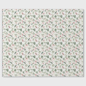 Elegant Christmas Greenery & Red Berries Holiday Geschenkpapier (Flach)