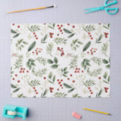 Elegant Christmas Greenery & Red Berries Holiday Seidenpapier (Basteln)
