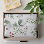 Elegant Christmas Greenery & Red Berries Holiday Seidenpapier (Geschenk)
