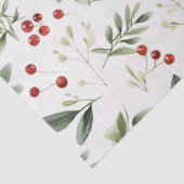 Elegant Christmas Greenery & Red Berries Holiday Seidenpapier (Detail)