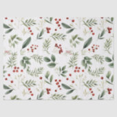 Elegant Christmas Greenery & Red Berries Holiday Seidenpapier (Vorderseite)