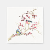 Elegant Christmas Greenery with Birds and berries Serviette (Vorderseite)