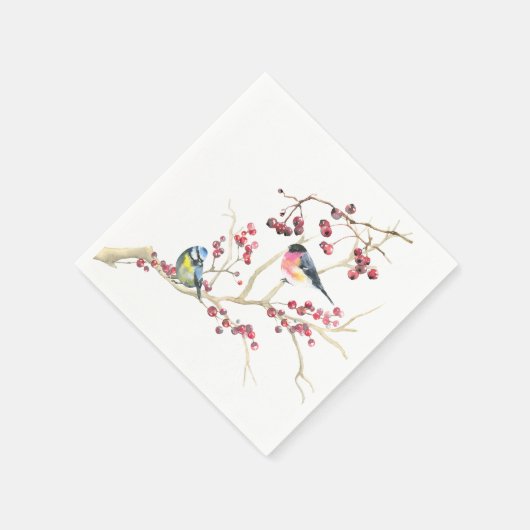 Elegant Christmas Greenery with Birds and berries Serviette (Ecke)