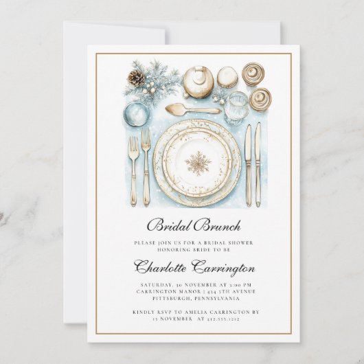 Elegant Christmas Holiday Bridal Brunch Invitation Einladung (Vorderseite)