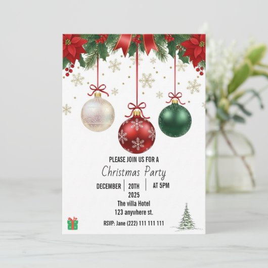 Elegant Christmas Holiday Party Invitation Save The Date (Stehend Vorderseite)