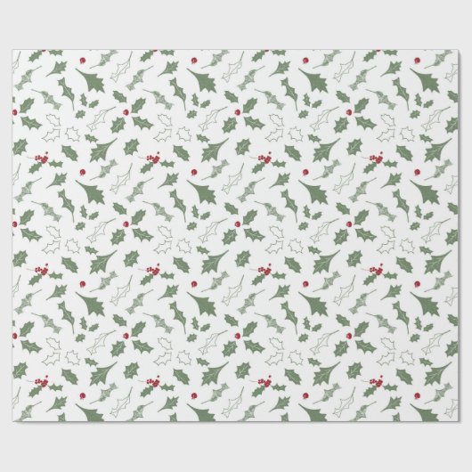 ELEGANT CHRISTMAS HOLLY GESCHENKPAPIER (Flach)