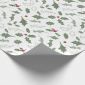 ELEGANT CHRISTMAS HOLLY GESCHENKPAPIER (Ecke)