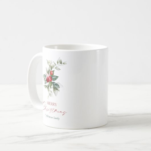 Elegant Christmas Holly Kaffeetasse (Vorderseite Links)