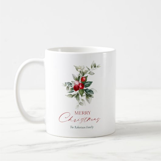 Elegant Christmas Holly Kaffeetasse (Links)
