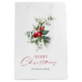 Elegant Christmas Holly Mittlere Geschenktüte (Rückseite)