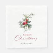 Elegant Christmas Holly Napkin Serviette (Vorderseite)
