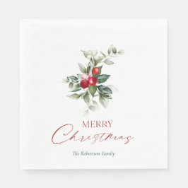Elegant Christmas Holly Napkin Serviette