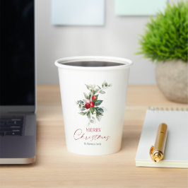Elegant Christmas Holly Pappbecher