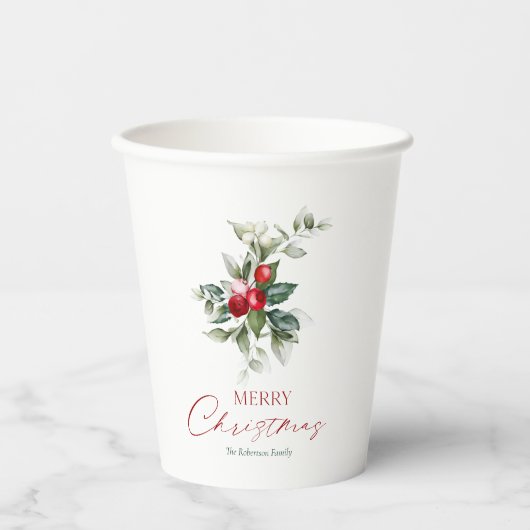 Elegant Christmas Holly Pappbecher (Vorderseite)
