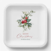 Elegant Christmas Holly Pappteller (Vorderseite)