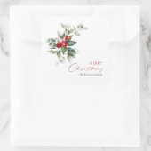 Elegant Christmas Holly Quadratischer Aufkleber (Tasche)