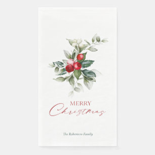 Elegant Christmas Holly Serviette