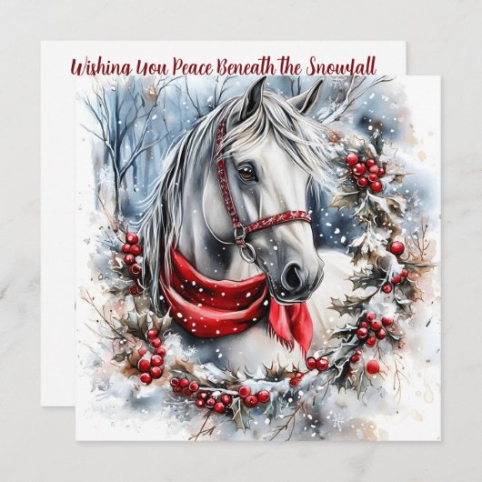 Elegant Christmas Horse with Winter Wreath Custom (Vorne/Hinten)