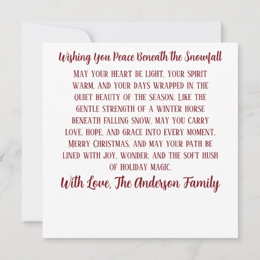 Elegant Christmas Horse with Winter Wreath Custom (Rückseite)