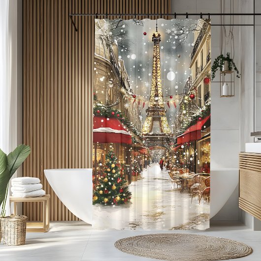 Elegant Christmas in Paris Holiday  Duschvorhang