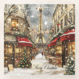 Elegant Christmas in Paris Holiday Glasuntersetzer