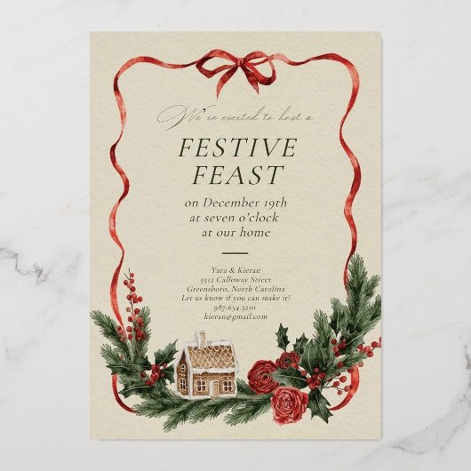 Elegant Christmas Invitation Card Folieneinladung (Vorderseite)