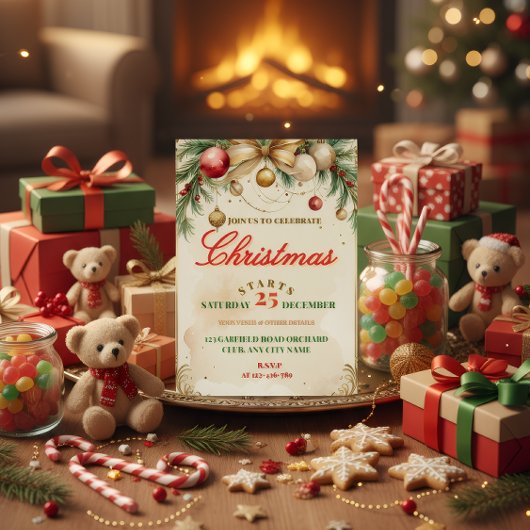 Elegant Christmas Invitation Card Folieneinladung