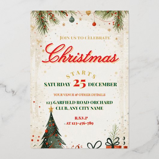 Elegant Christmas Invitation Folieneinladung (Vorderseite)