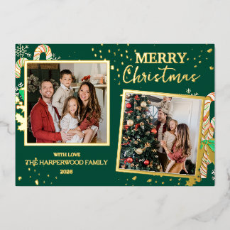 Elegant Christmas Joy Gold Sparkle Multi Photo Folien Feiertagskarte