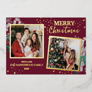 Elegant Christmas Joy Gold Sparkle Multi Photo Folien Feiertagskarte