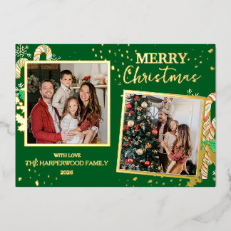 Elegant Christmas Joy Gold Sparkle Multi Photo Folien Feiertagskarte
