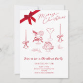 Elegant Christmas Line Art Party Einladung (Vorderseite)