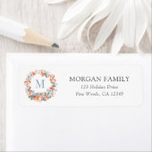 Elegant Christmas Monogram Wreath Return Address (Insitu)