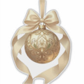 Elegant Christmas Ornament Beige and Brown Aufkleber (Vorderseite)