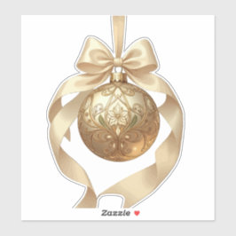Elegant Christmas Ornament Beige and Brown Aufkleber