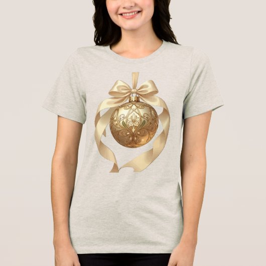 Elegant Christmas Ornament Beige and Brown Tri-Blend Shirt (Vorderseite)