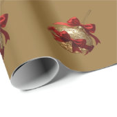 Elegant Christmas Ornament Beige and Red Geschenkpapier (Rolleneckpunkt)