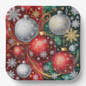 Elegant Christmas Ornament Pappteller (Vorderseite)