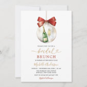 Elegant Christmas Ornament Prosecco Bridal Brunch Einladung (Vorderseite)