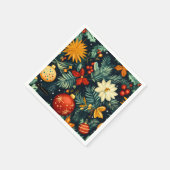Elegant Christmas Ornaments and Foliage Dinner Serviette (Ecke)