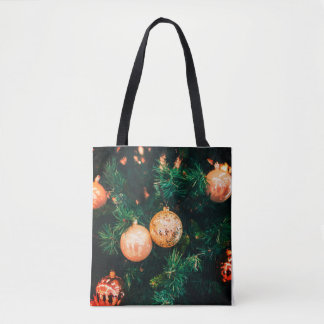 Elegant Christmas Ornaments on Evergreen Tote Bag Tasche