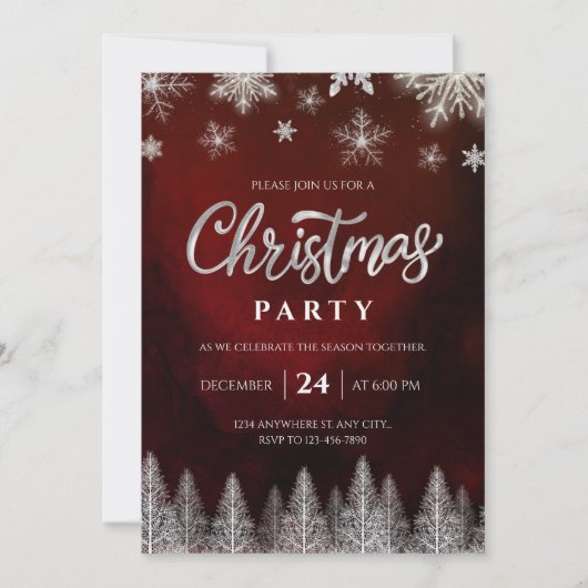 Elegant Christmas Party Invitation Einladung (Vorderseite)