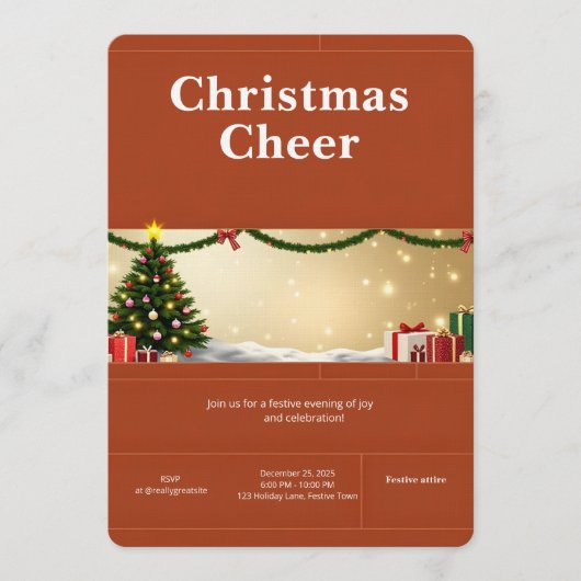 Elegant Christmas Party Invitation Einladung (Vorderseite)