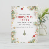 Elegant Christmas Party Invitation with Holiday  Einladung (Stehend Vorderseite)