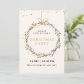 Elegant Christmas Party Invitation with Wreath Einladung (Stehend Vorderseite)