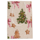 Elegant Christmas Pattern Gift Bag Mittlere Geschenktüte (Vorderseite)